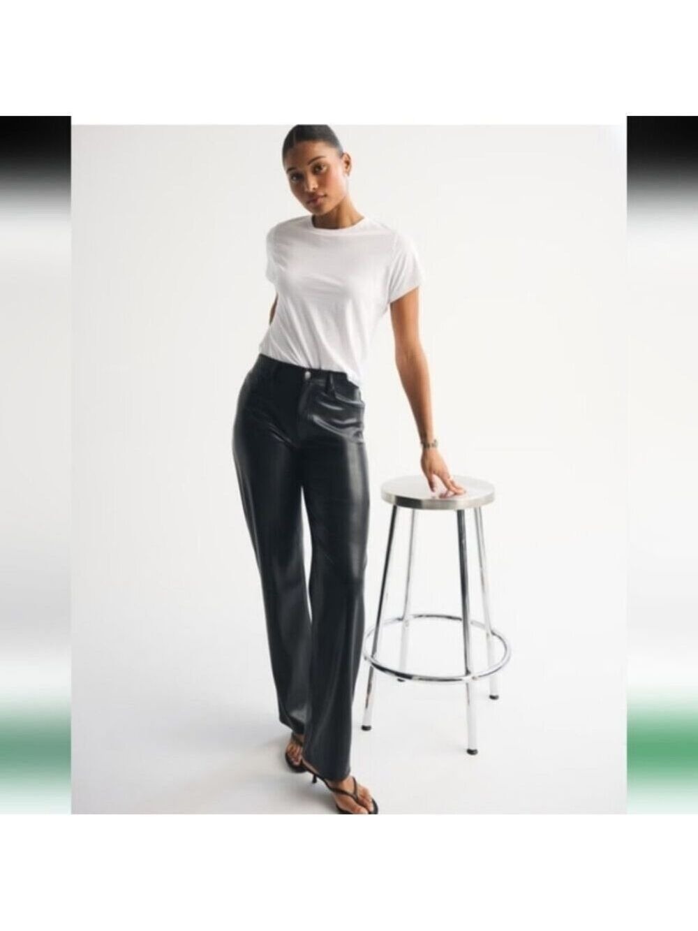 ABERCROMBIE & FITCH | Curve Love High Rise 90s Vegan Leather Pants black Sz 35